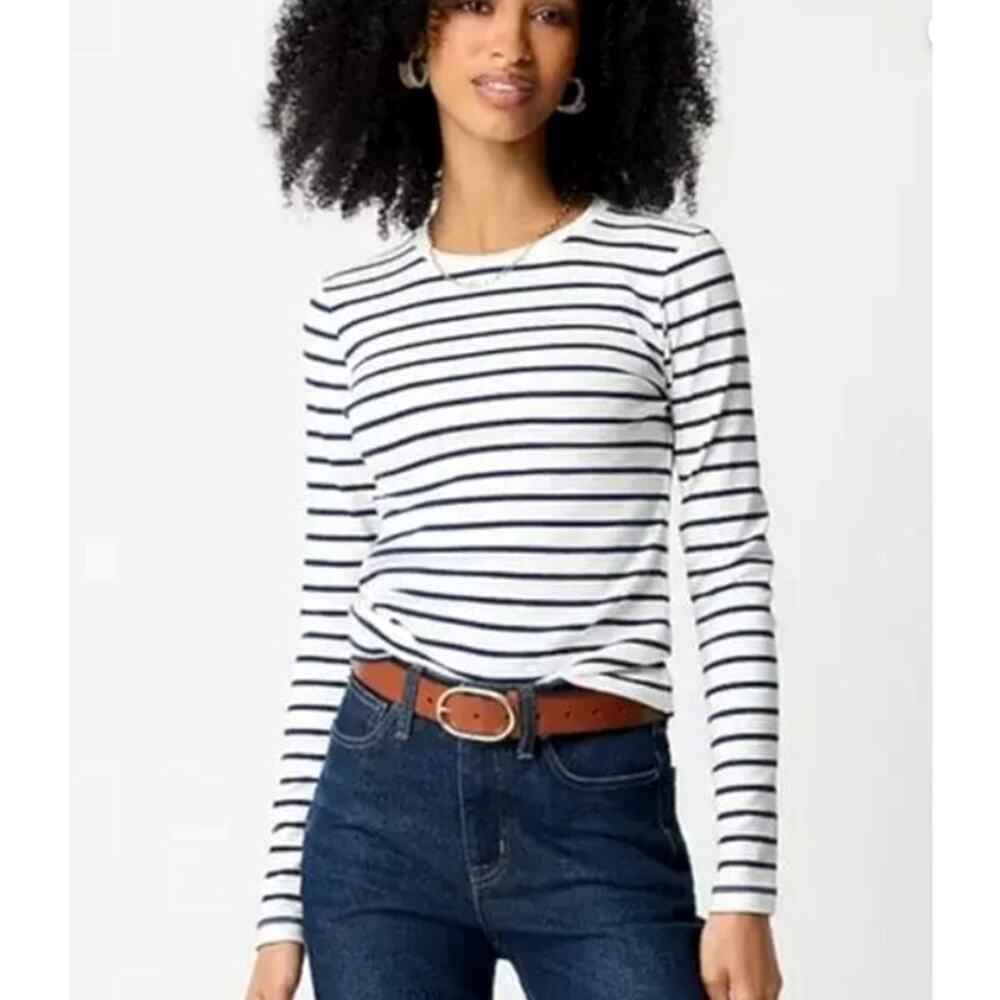 J.CREW Ribbed Everyday Long Sleeve Tee NWT Fitted Size XXS Preppy Casual
